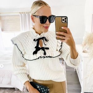 Goodnight Macaroon Esther Ruffle Neck Double Bow Knit Sweater S